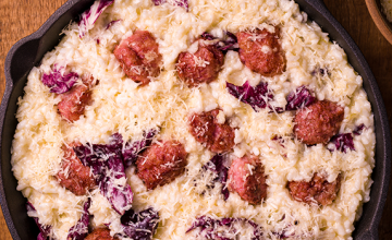 Risoto de linguiça com radicchio roxo